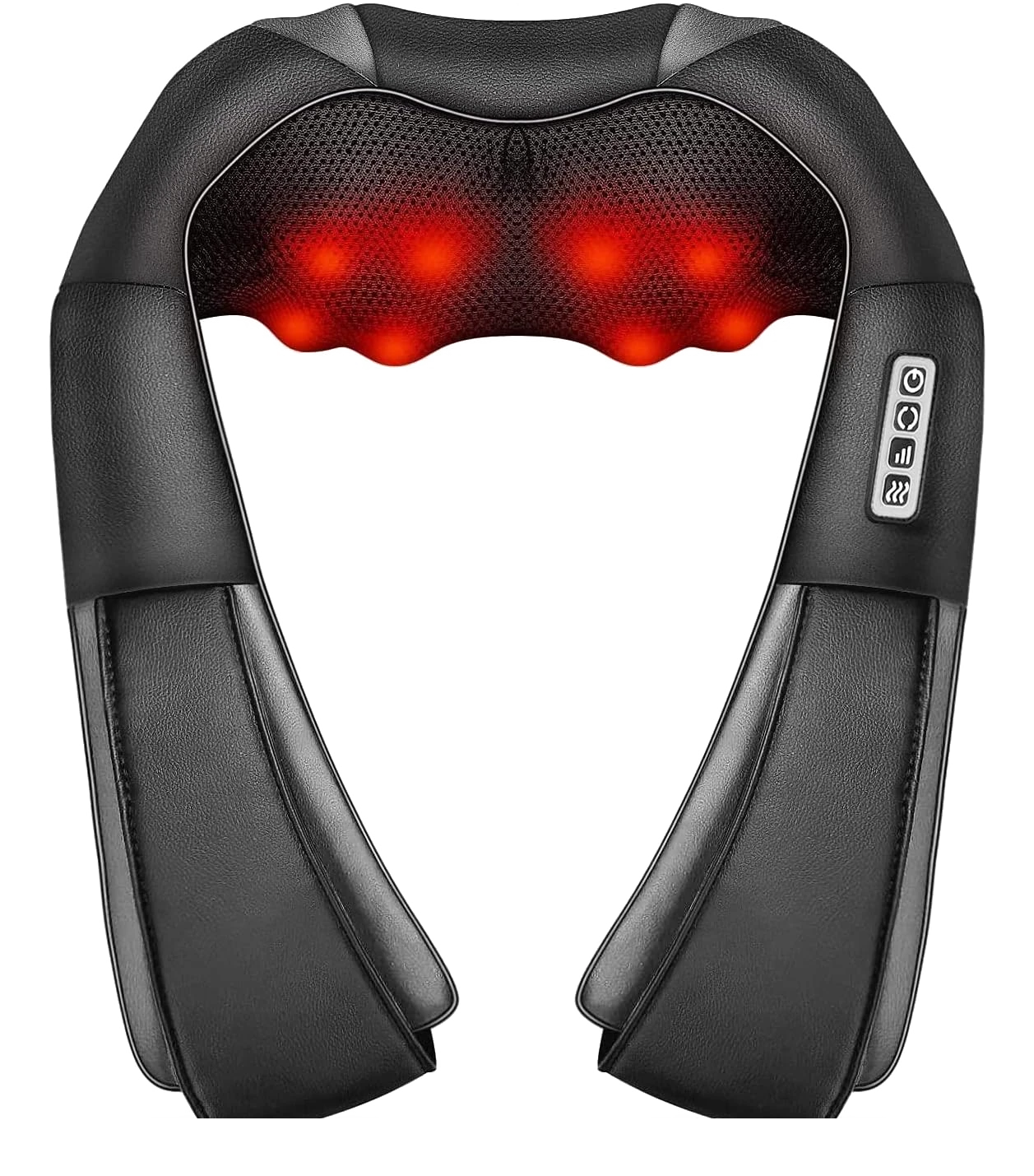 Knead Pro wrap-around massager shown in full with its control panel and both hand straps